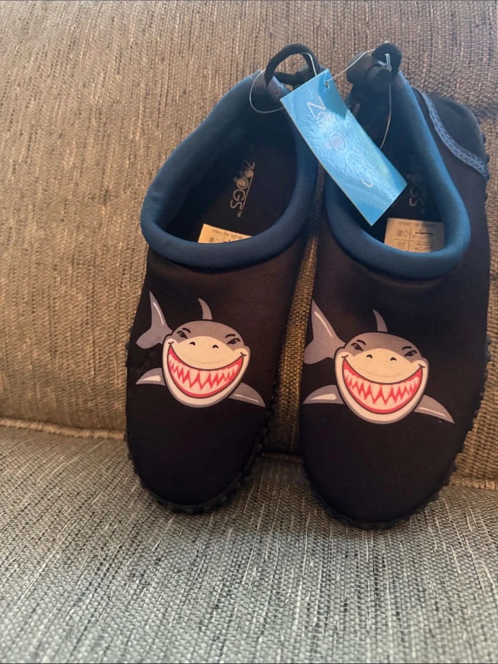 ***2/$15***  Kids Shark Slip-On Water Shoes in Black and Blue